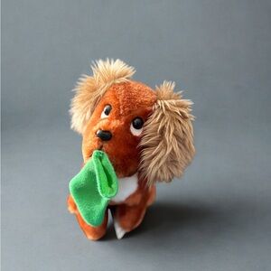 Vintage Wallace Berrie Christmas dog plush toy NUTMEG w/ Stocking 1980 Ganz EUC